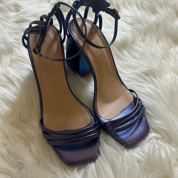 Metallic Navy Blue Women's Heels - Picture 9 of 9